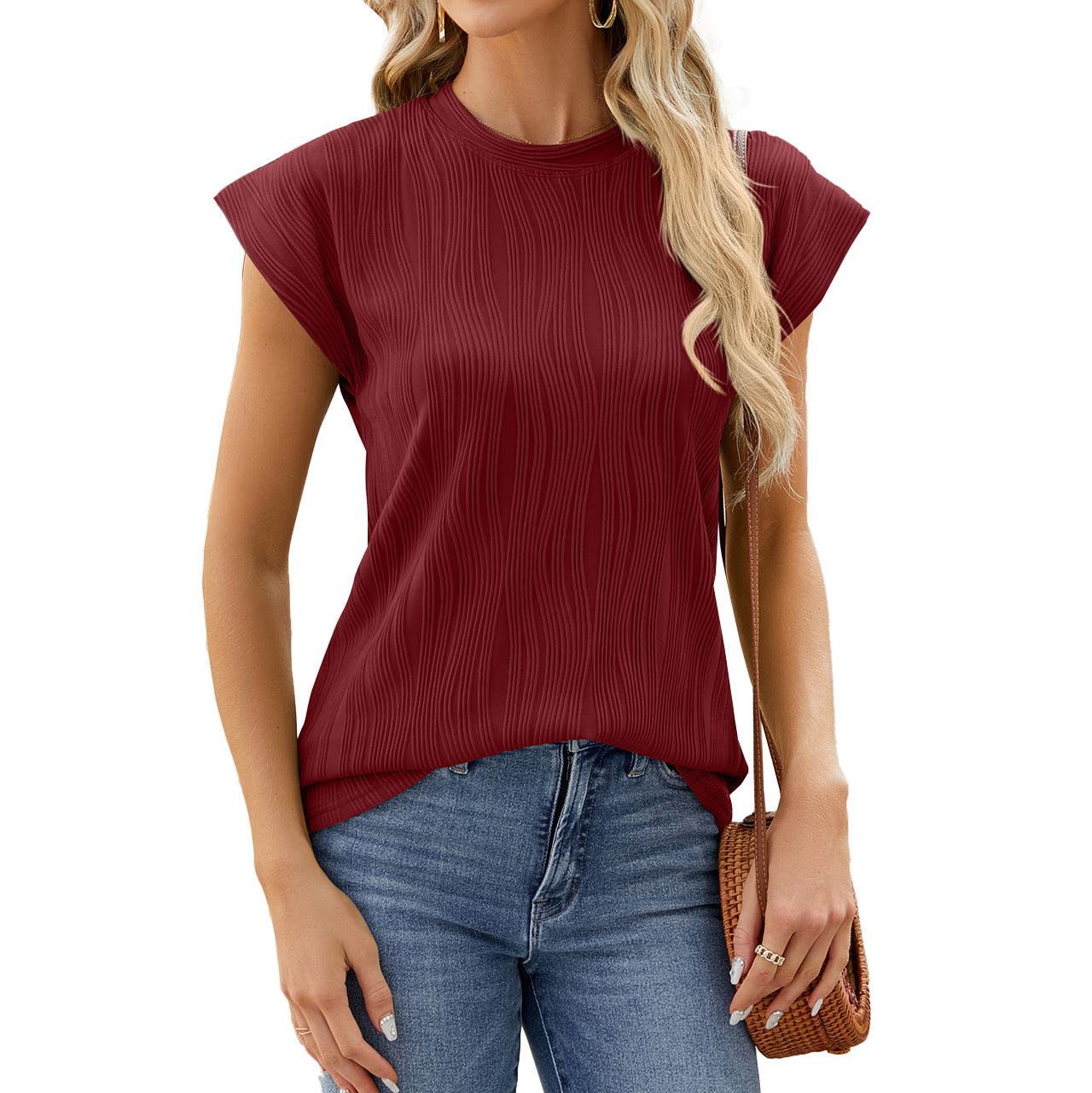 Women's Solid Color Crew Neck T-shirt Top Vest