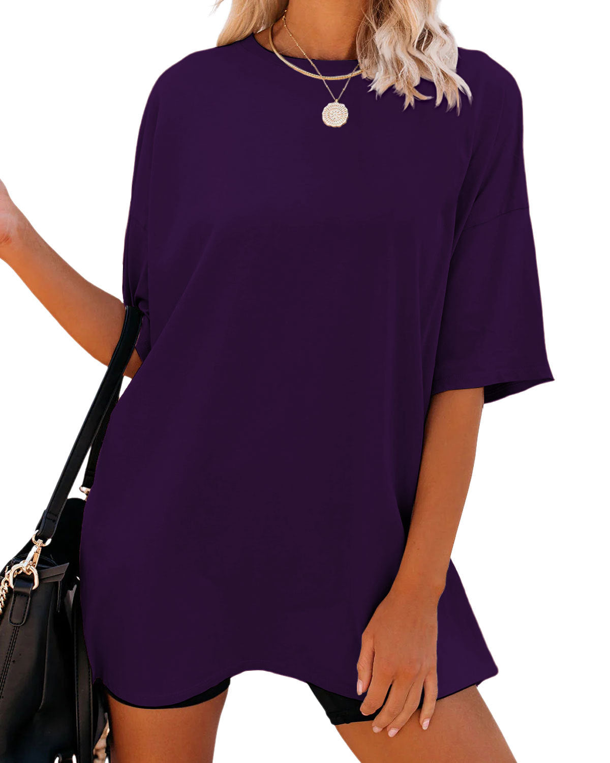 Solid Color Loose Women's T-shirt Fashion Round Neck Plus Size Short Sleeve