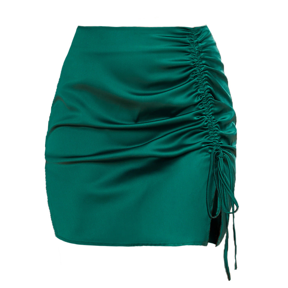 Pleating High Waist Zip Skirt For Women