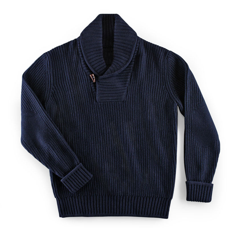 Vintage Fashion Men's Solid Cardigan Pull Over Sweater