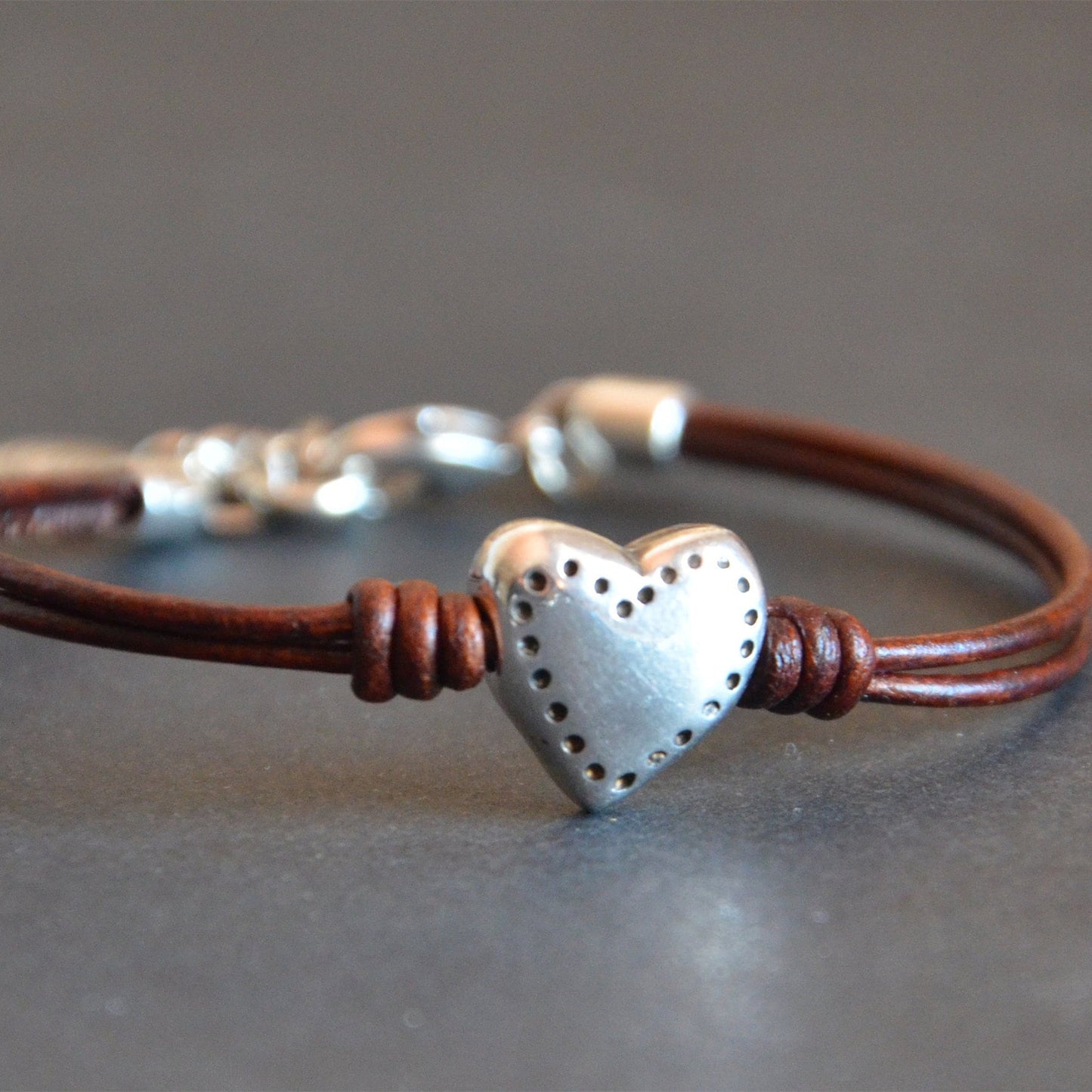 Bohemian Style Heart-shaped Multi-part Bracelet Leather Rope Retro Minimalist