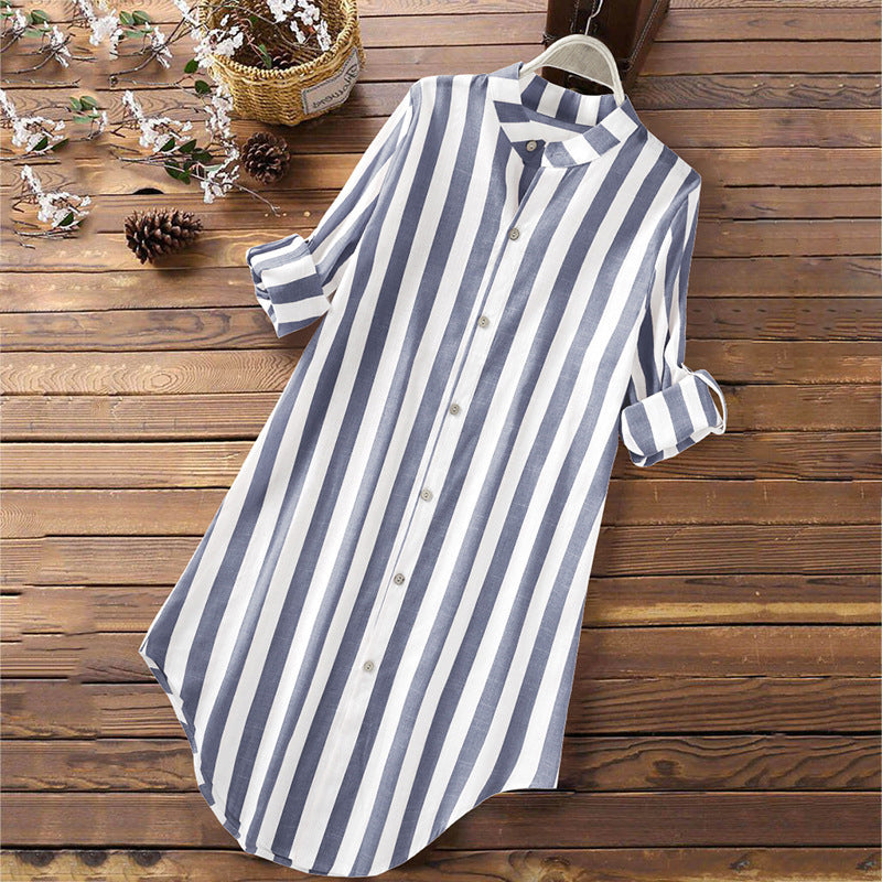 Striped Long Sleeve Shirt Dress