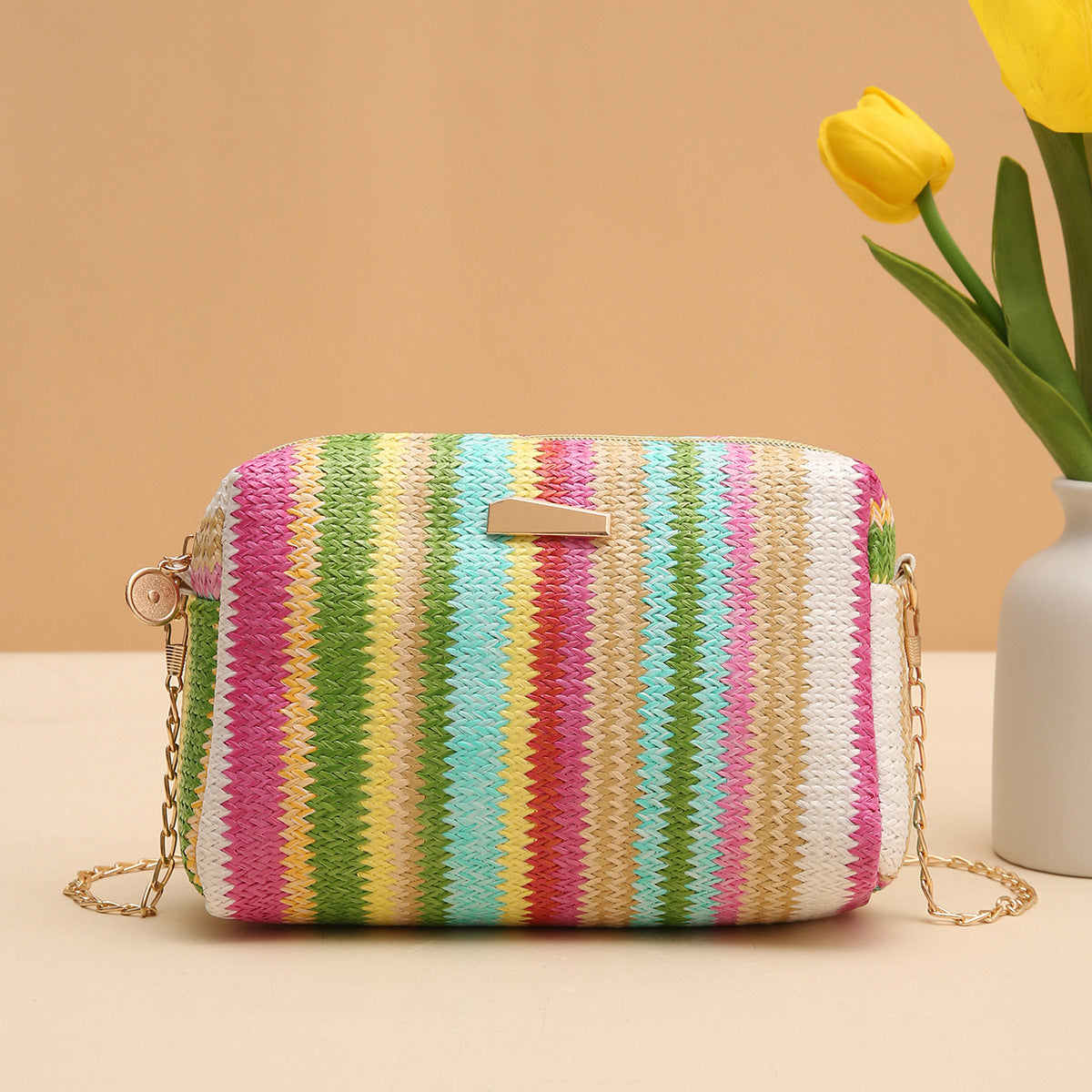 Rainbow Straw Bag Woven Bag Crossbody