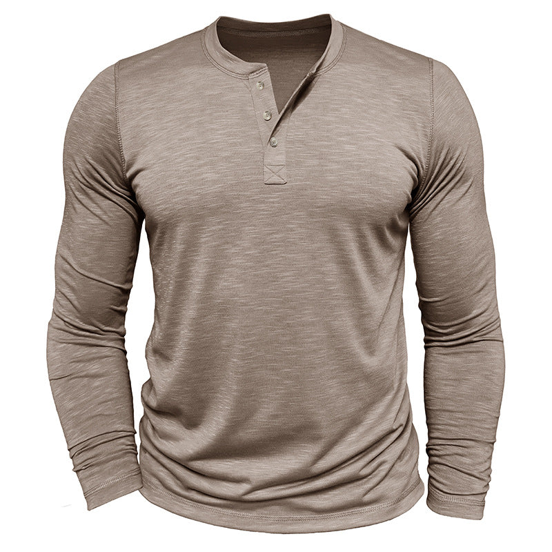 Men's Long-sleeved Henry Collar T-shirt