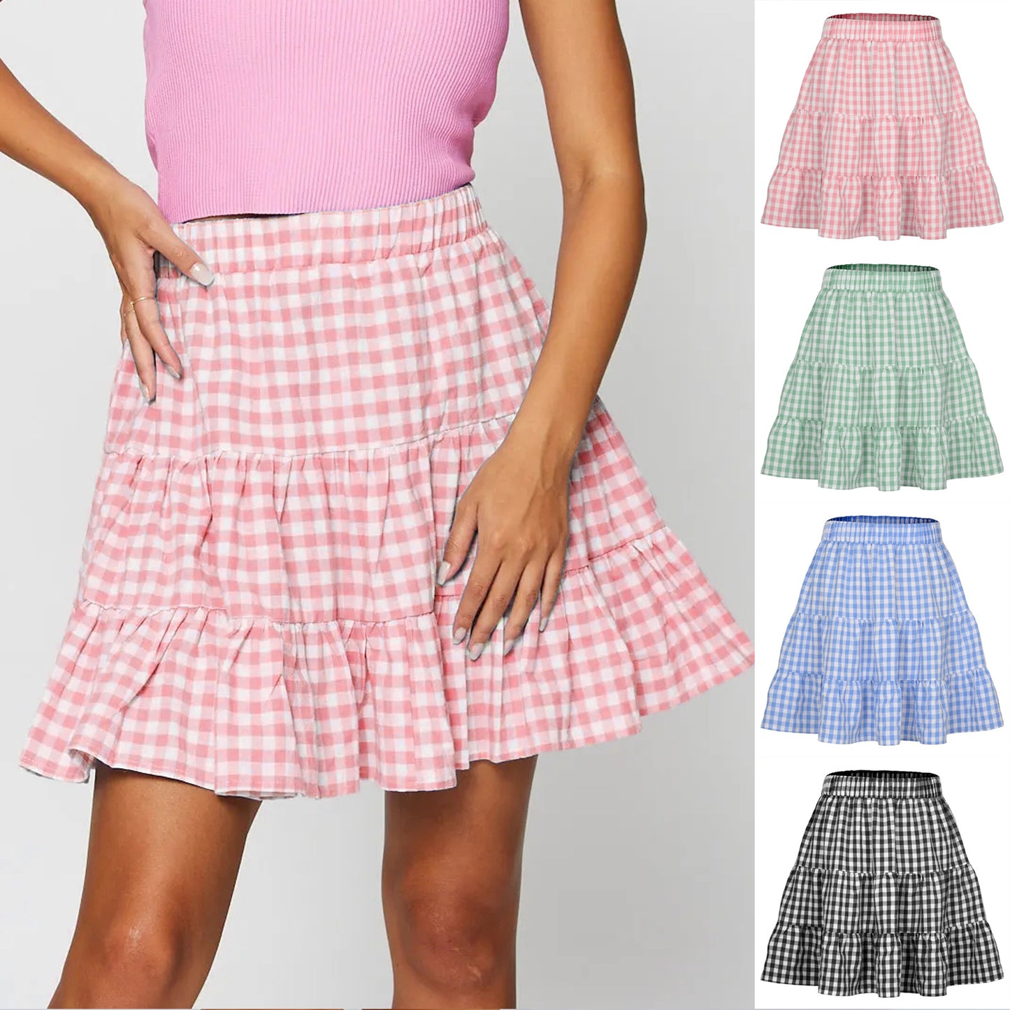 Women's Chaoyang Plaid Skirt High Waist