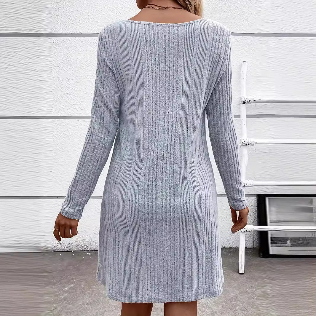 Lace Stitching Round-neck Long-sleeved Dress