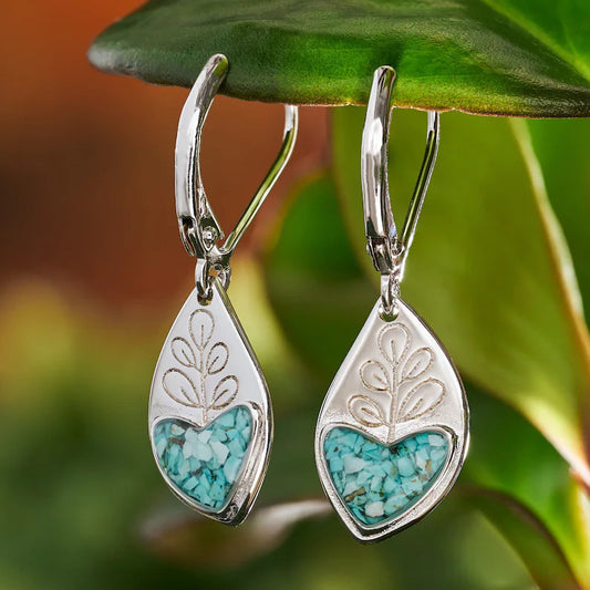 Creative Retro Blue Resin Ice Crack Plant Leaves Earrings