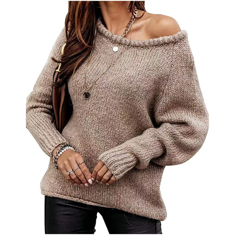 Strapless Round Neck Pullover Leisure Loose-fitting Oversized Sweater