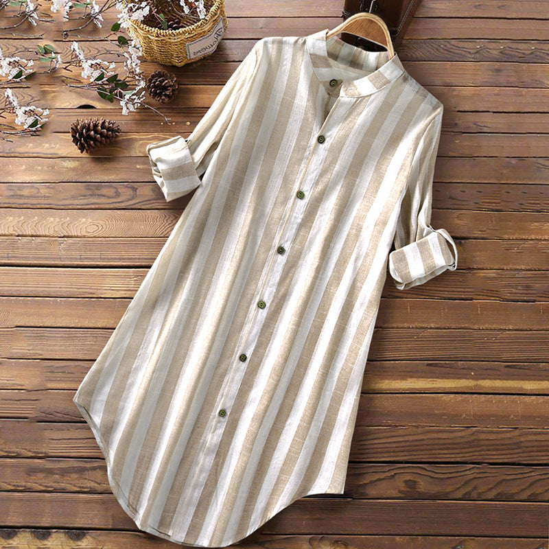 Striped Long Sleeve Shirt Dress