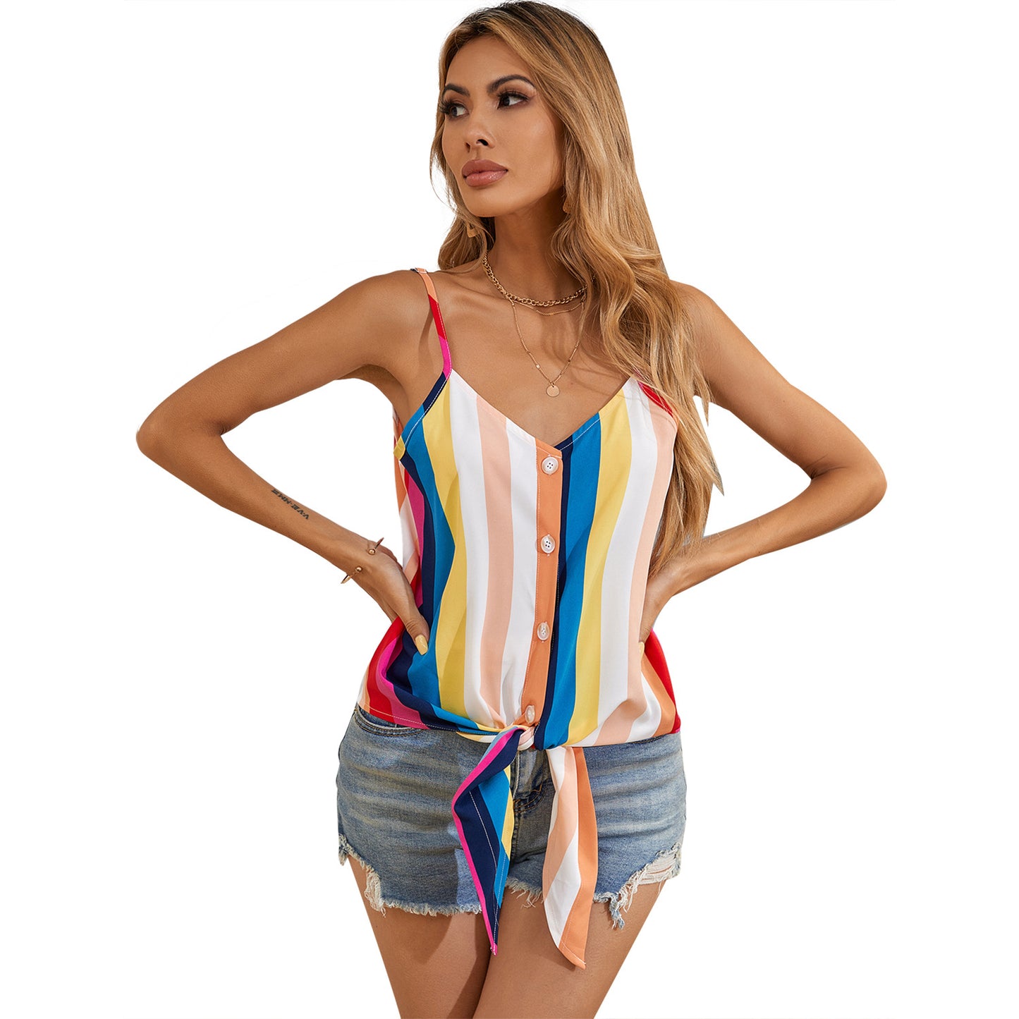 Chiffon Camisole Women's Striped Sleeveless