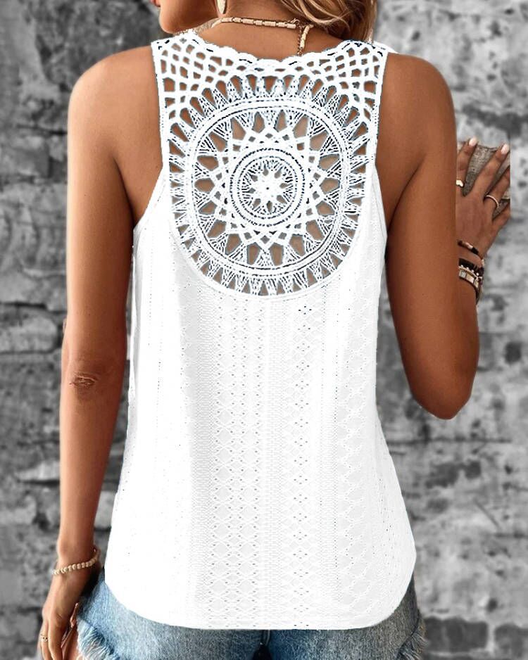 Women's Back Hollow Lace T-shirt