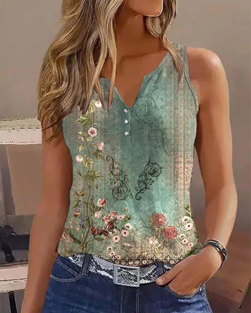 Cross Border Exclusive For Wish Independent Station Leisure Printed Other Floral Vest