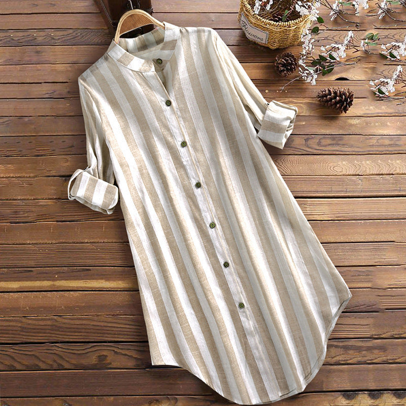 Striped Long Sleeve Shirt Dress