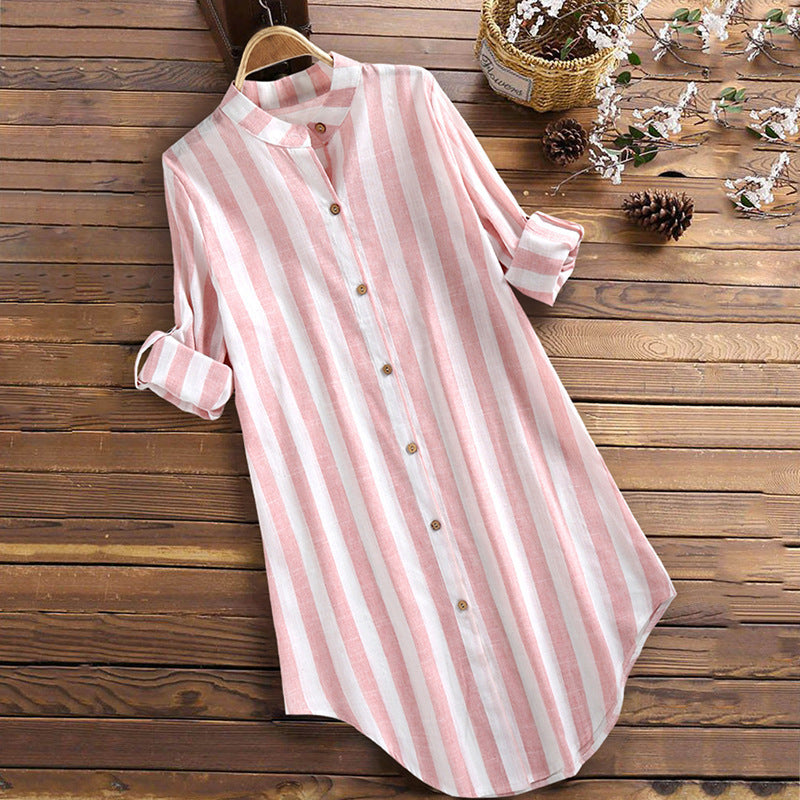 Striped Long Sleeve Shirt Dress