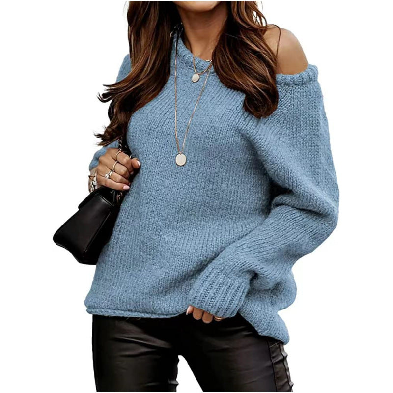 Strapless Round Neck Pullover Leisure Loose-fitting Oversized Sweater