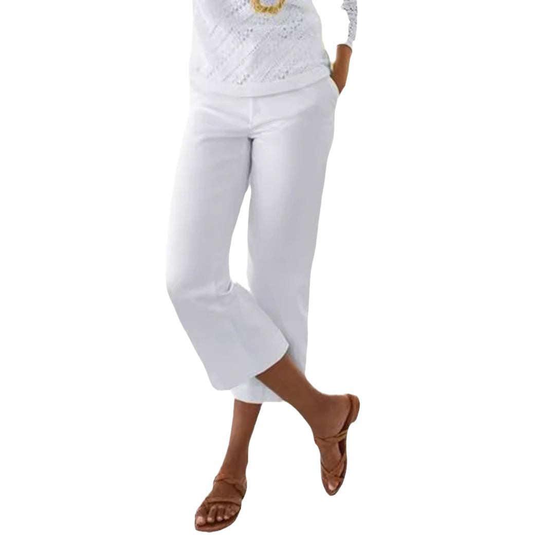Women's Slub Cotton Linen Elastic-waist Casual Pants