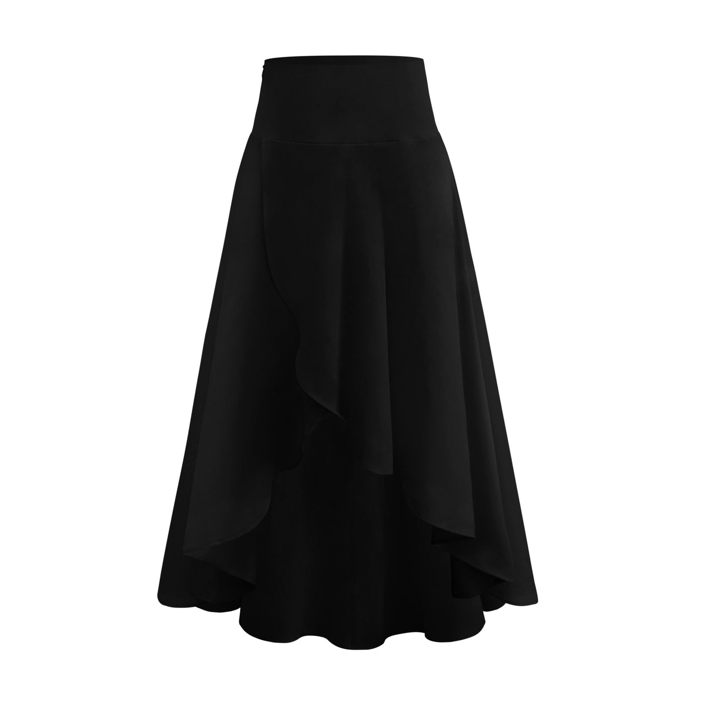 High-grade Irregular Half-length Pure Color Ruffles High Waist Skirt