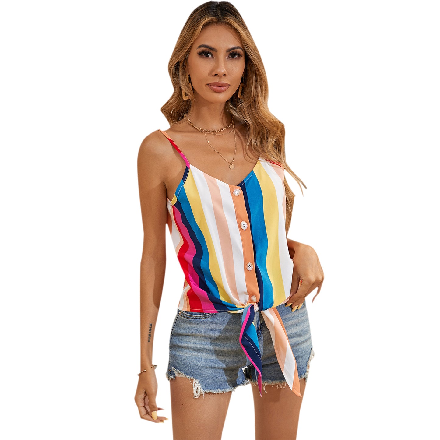 Chiffon Camisole Women's Striped Sleeveless