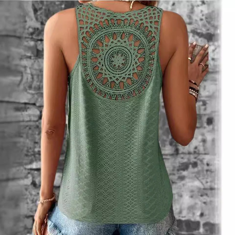 Women's Back Hollow Lace T-shirt