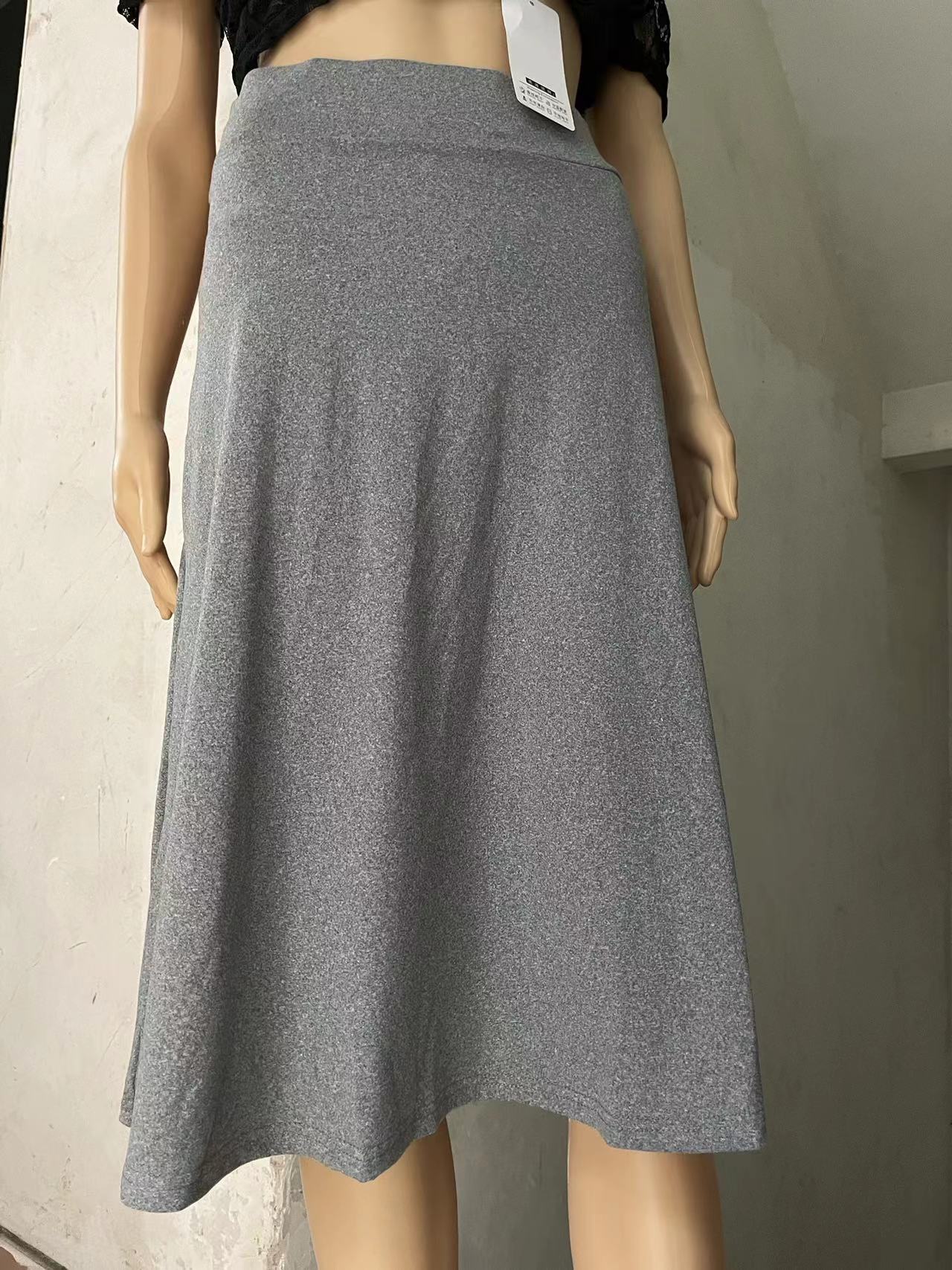 Women's Flared Elastic Midi Skirt High Waist Skirt