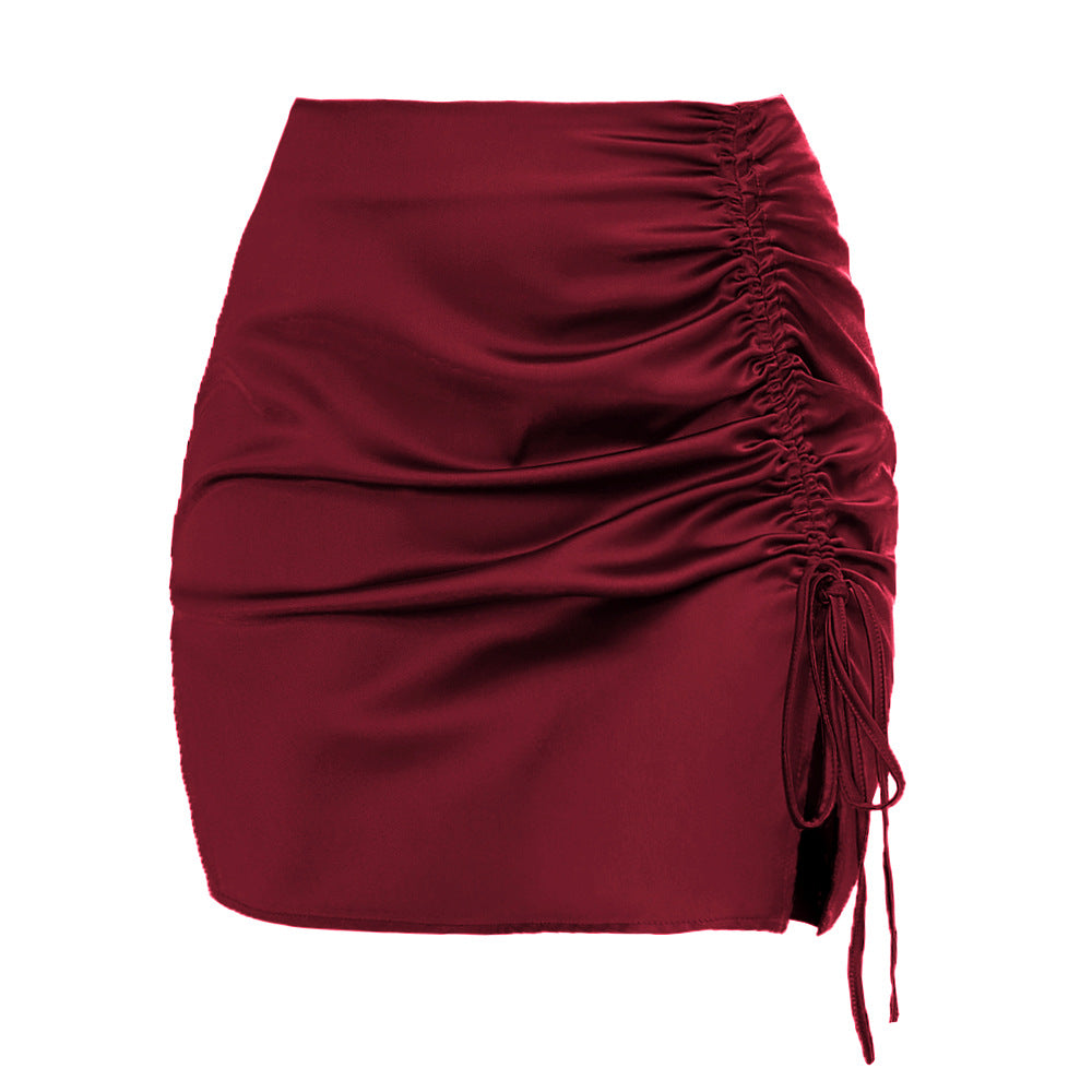 Pleating High Waist Zip Skirt For Women