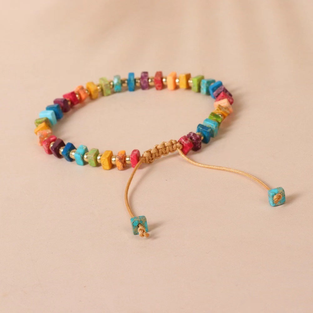 Square Beads Color Woven Yoga Bracelet