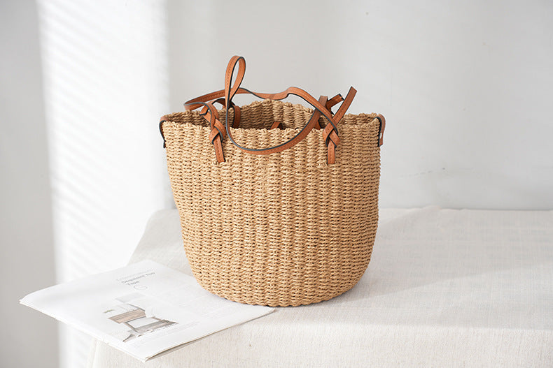 Straw Woven Bag Women's Large Capacity Shoulder Woven Tote