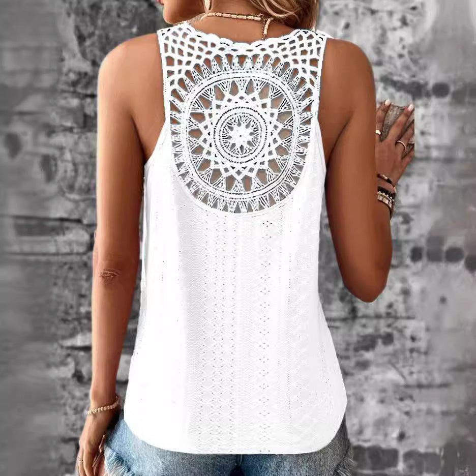 Women's Back Hollow Lace T-shirt