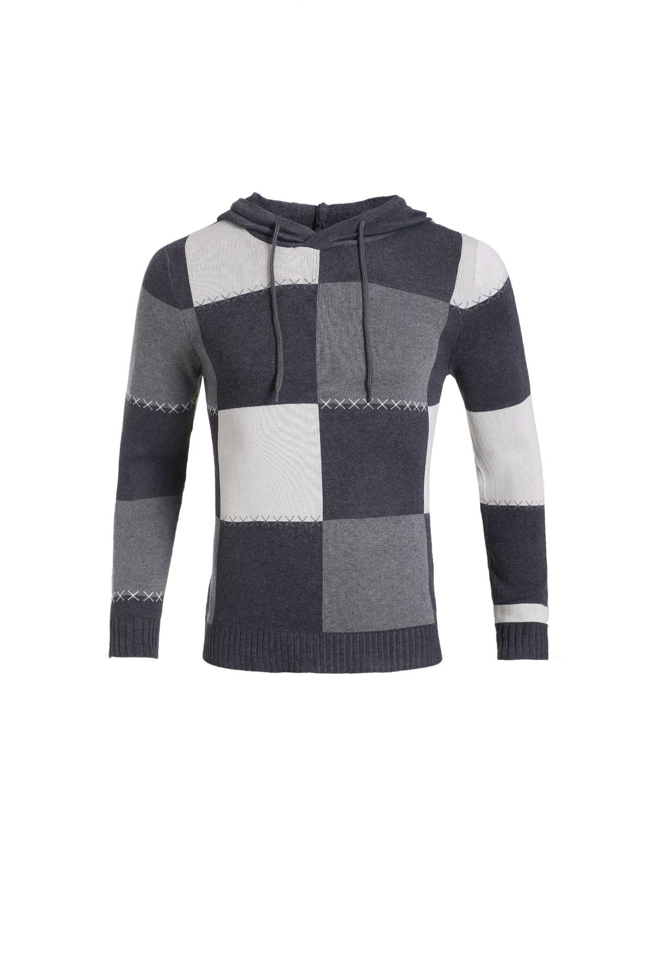 New Men's Knitwear Sweater Plaid Stitching Casual Trend Sports Men's Clothing