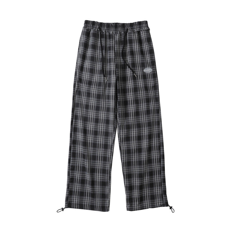 Plaid Trousers Drooping Straight Casual