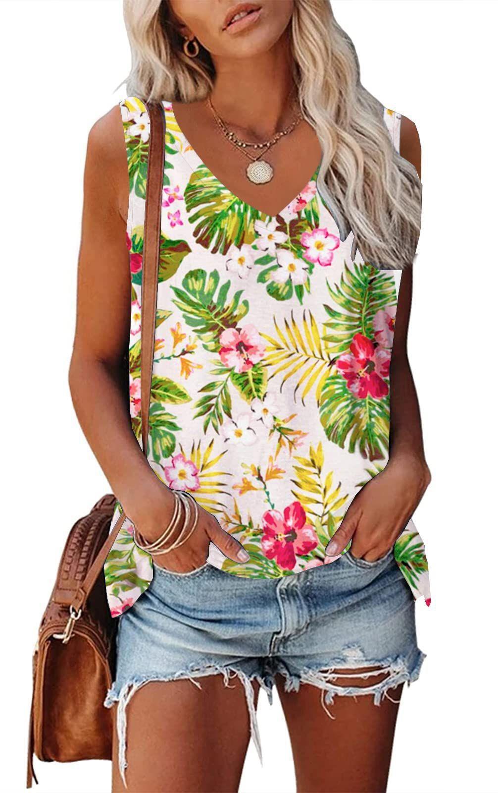 European And American Striped Digital Printing Loose Vest