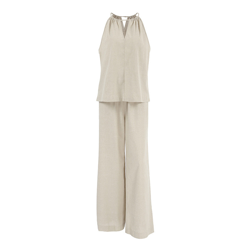 Loose Halterneck Vest Pants Two-piece Set