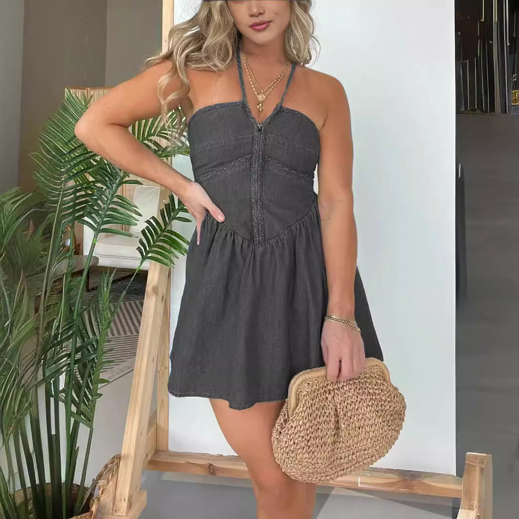 Fashion Women's Halter Denim Dress