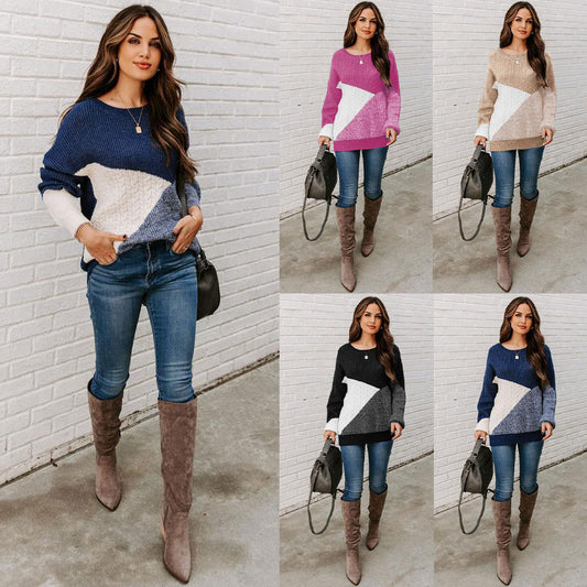 Round Neck Multicolor Women's Knitwear Loose