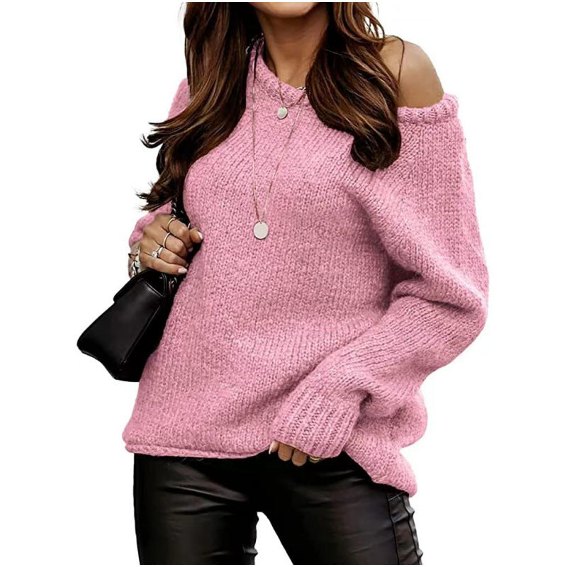 Strapless Round Neck Pullover Leisure Loose-fitting Oversized Sweater