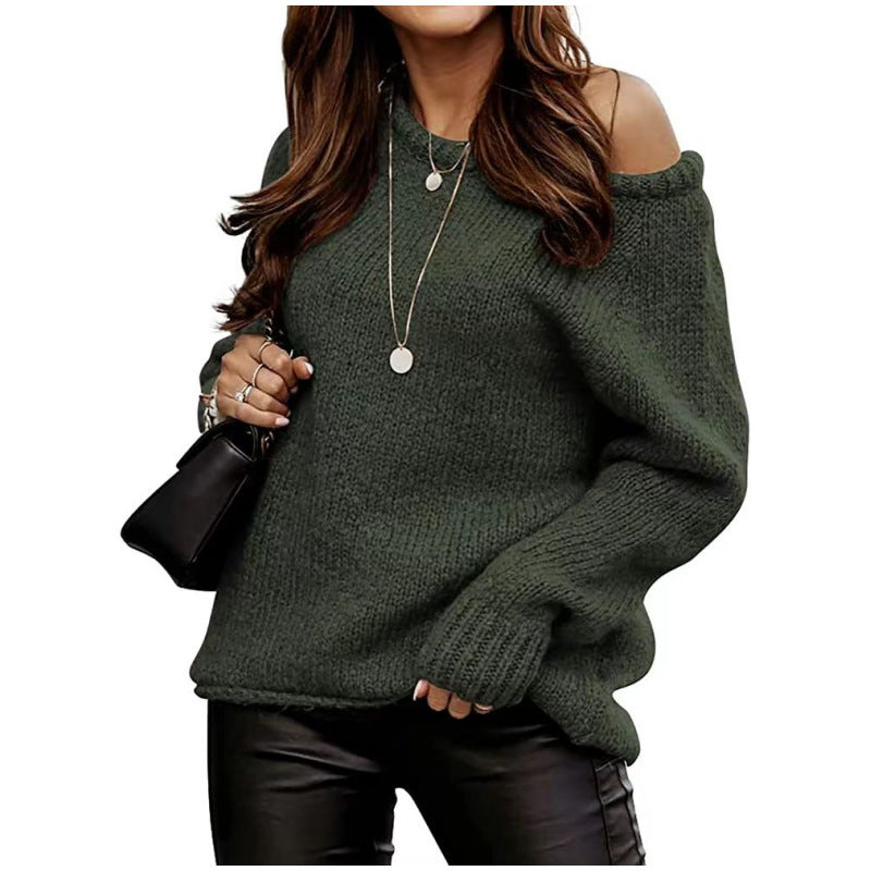 Strapless Round Neck Pullover Leisure Loose-fitting Oversized Sweater