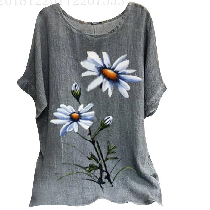 Loose Plus Size Casual Cotton Blend Short Sleeve Women's Top T-shirt