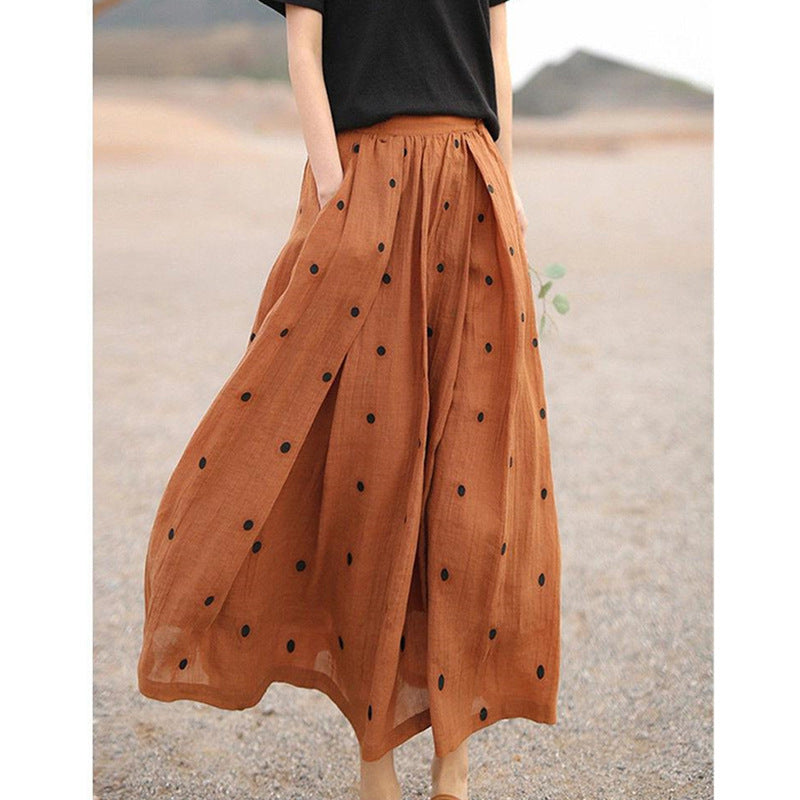 High Waist A- Line Ethereal Swing Versatile Polka Dot Skirt