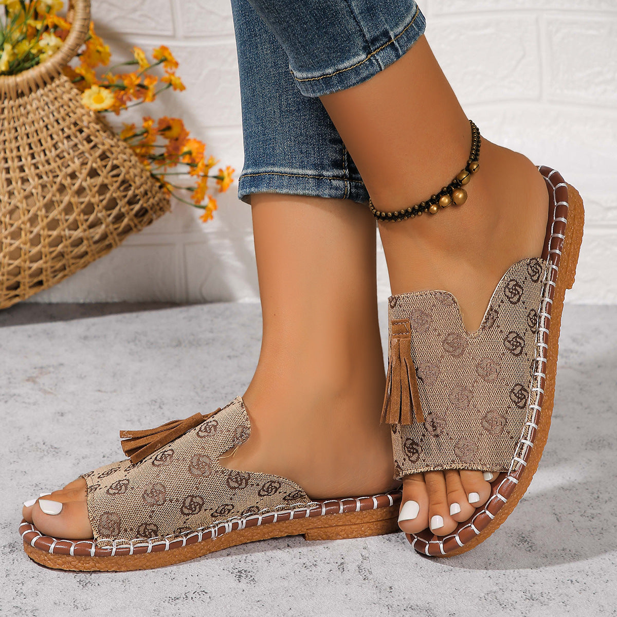 Women's Shoes Sandals Tassel Flat Plus Size