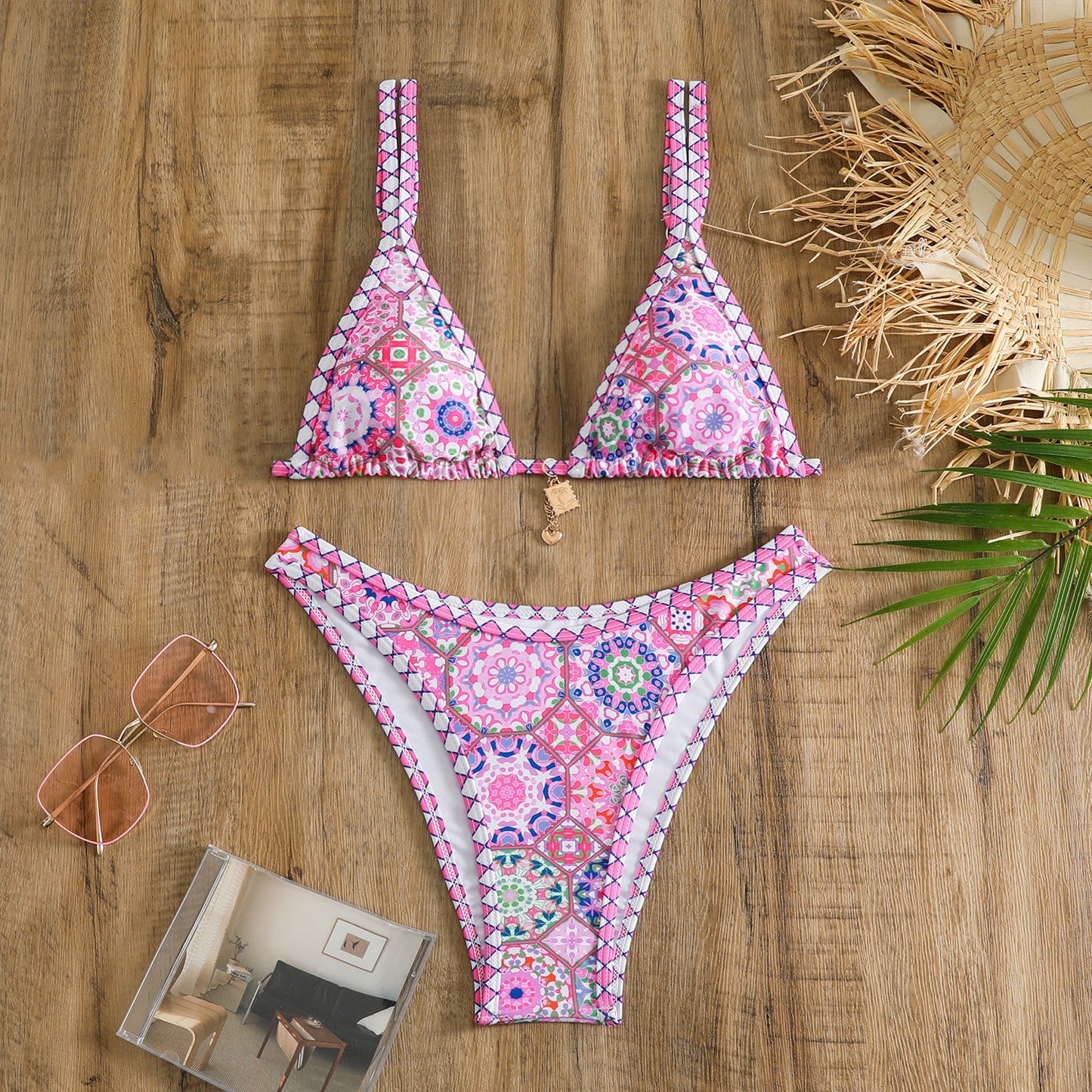 Retro 4-color Printed Women's Swimwear Bikini