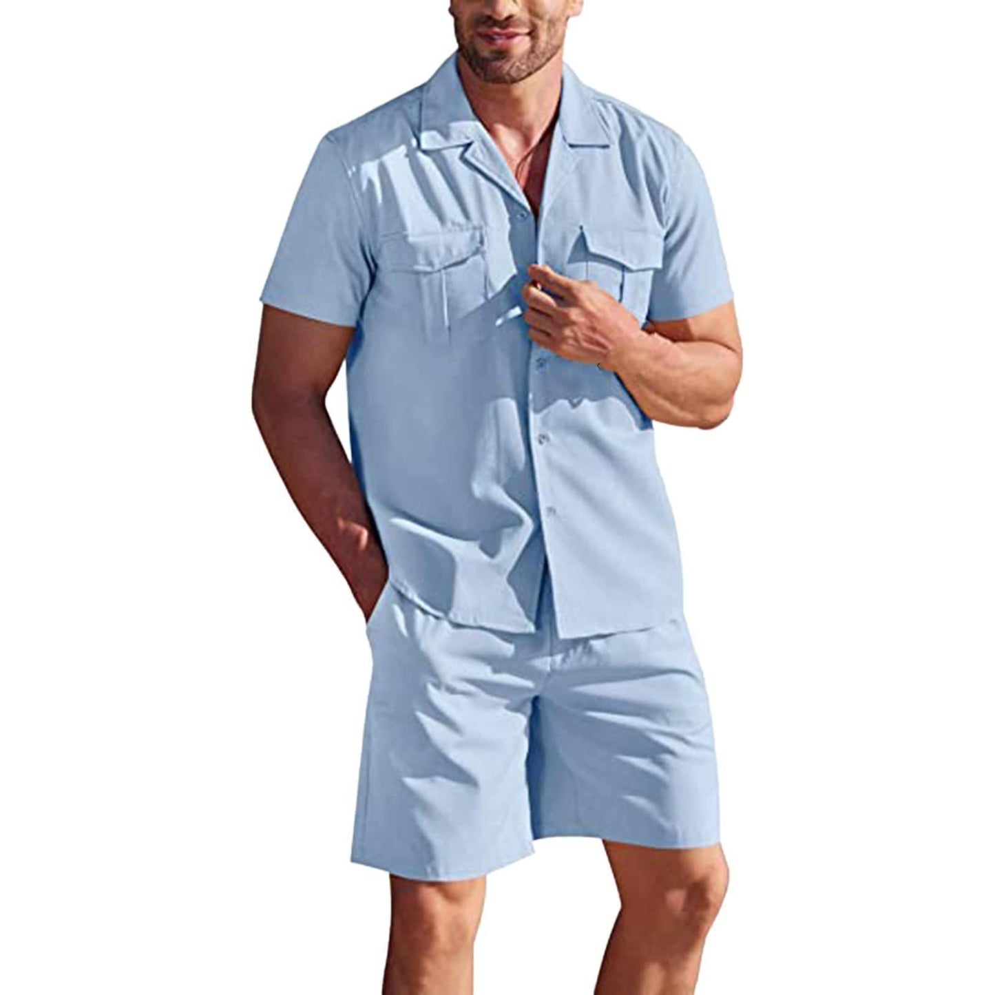 Summer Menswear Linen Short Sleeve Shirt Outfit