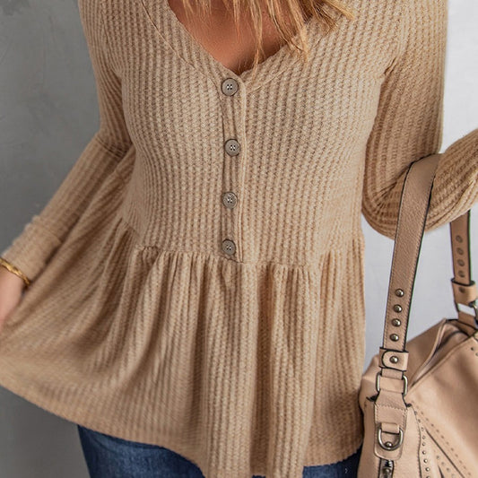 European And American Autumn Knitted Long-sleeved Blouse Women