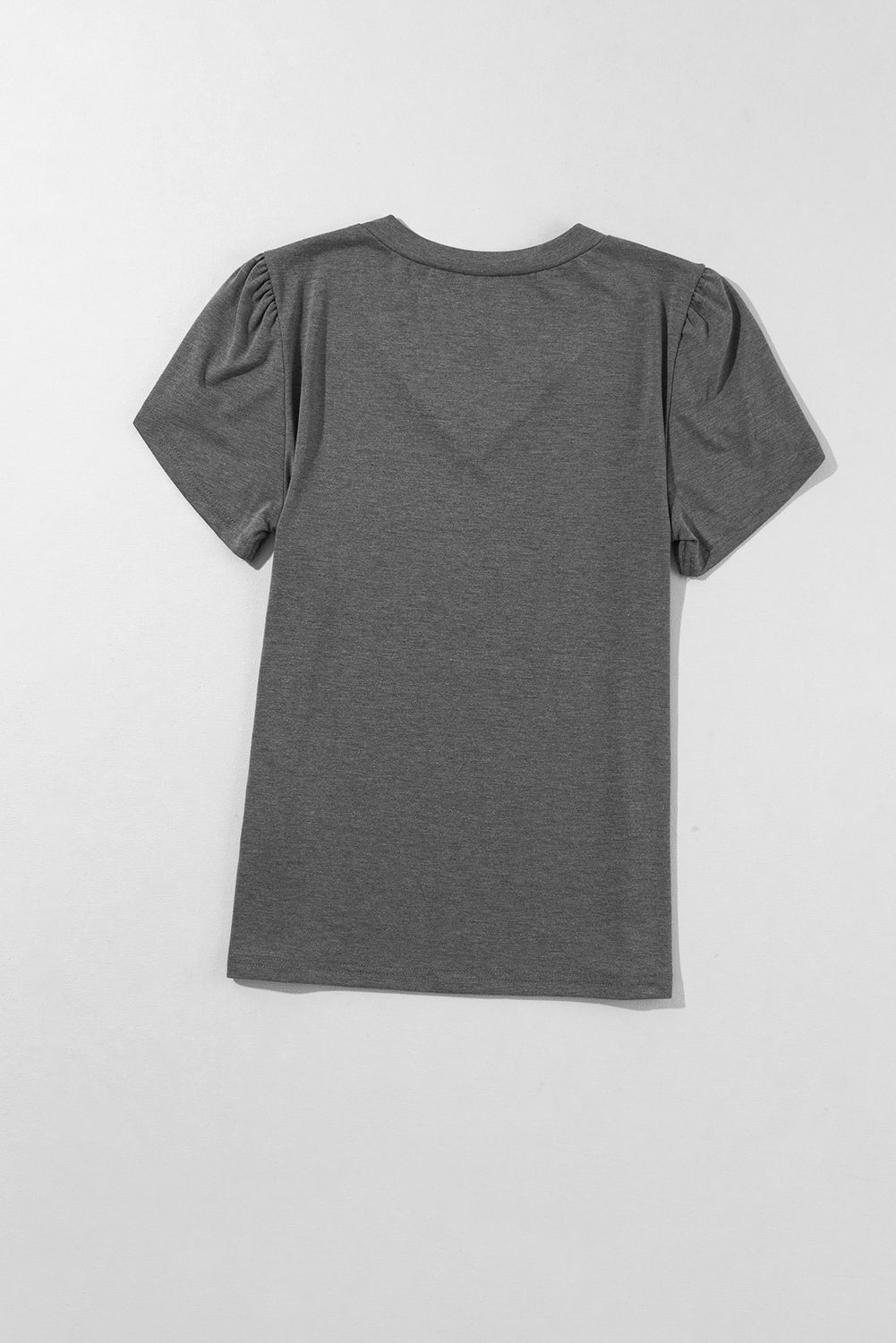 Carbon Grey Fashion Petal Sleeve V Neck T Shirt