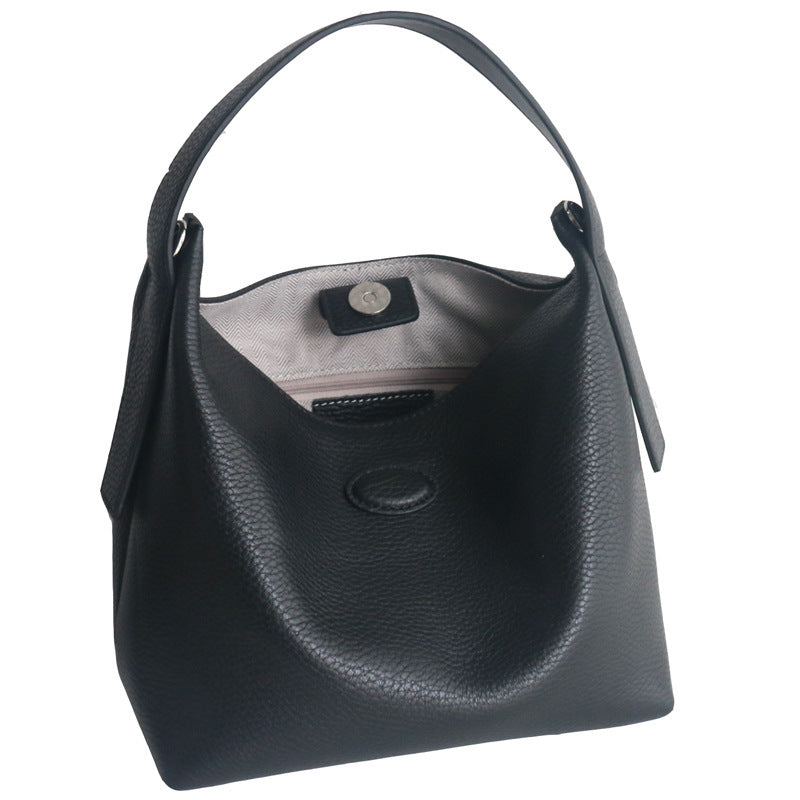 Ladies Casual Soft Leather Basket Bag