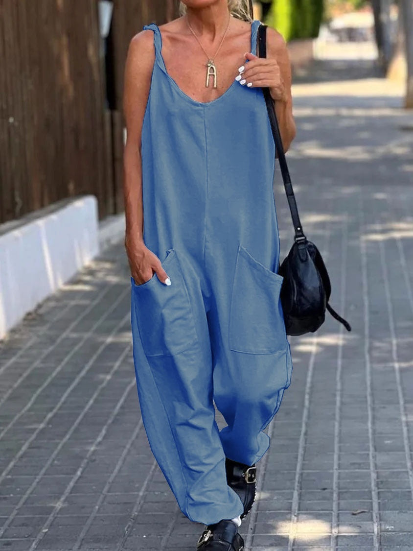 Women's Minimalist Solid Color Casual Jumpsuit