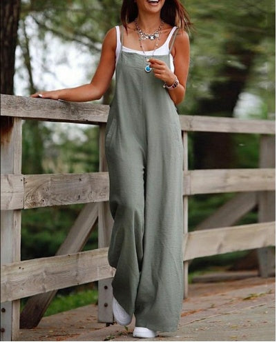 Women's Fashion Casual Pocket Camisole Jumpsuit