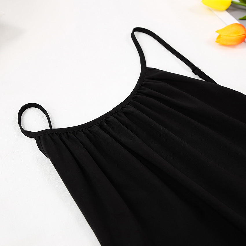 Summer Thin With Shoulder-straps Backless Ruffled Nightdress