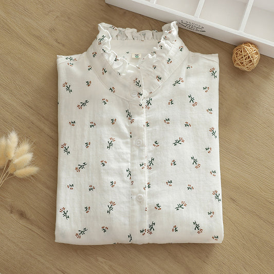 Women's Sweet And Loose Floral Gauze Shirt