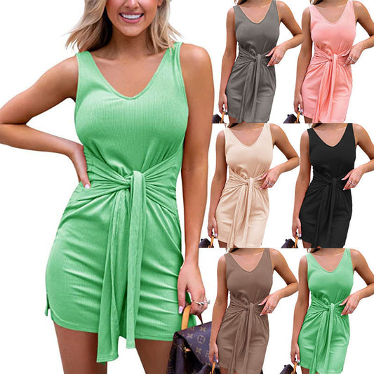 Ribbed Tank Dress Solid Color Dress