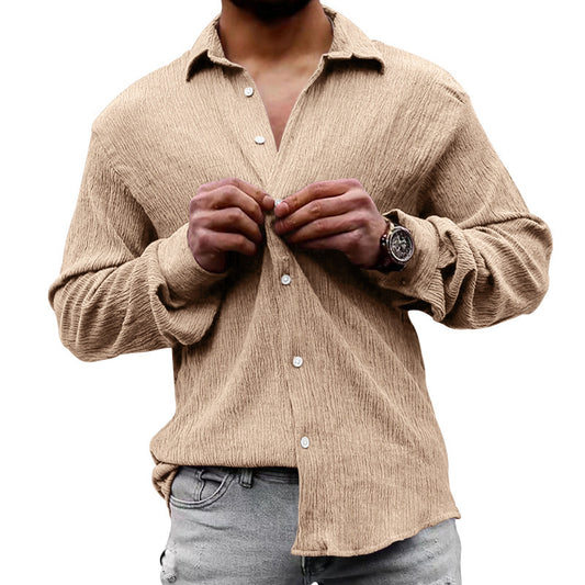 Loose Plus Size Solid Color Shirt Lapel Long Sleeve Casual Shirt